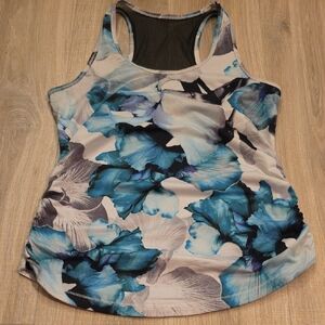 CALIA by Carrie Underwood Teal and Black Floral Racerback Tank